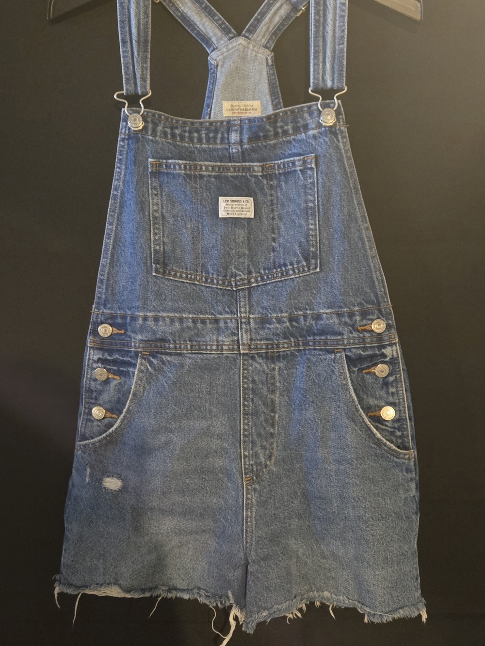 Levi's Dark Blue Denim Short Overalls. EUC